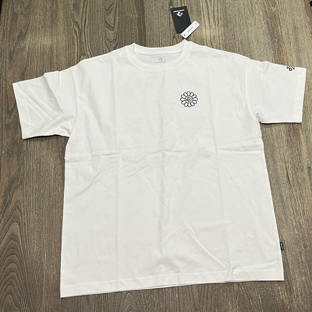 NWT Converse Let's Grow Doodle T-Shirt Oversized Fit Crewneck White Size Small